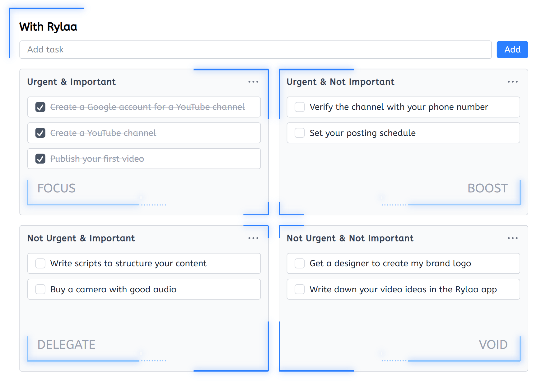 Pareto productivity tool with fictional book tasks for low and high impact tasks